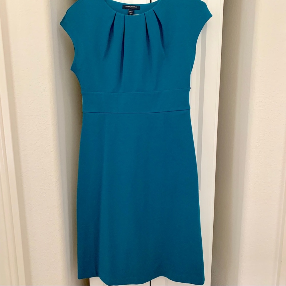 Banana Republic teal executive flare dress